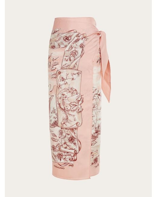 Ferragamo Pink Voyage Print Silk Sarong