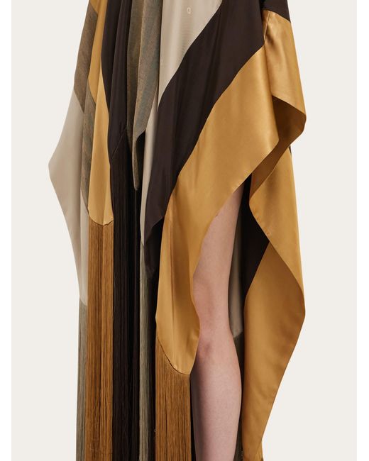 Ferragamo Brown Patchwork Poncho