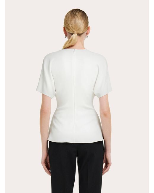 Ferragamo Natural Viscose Top With Gathered Waist
