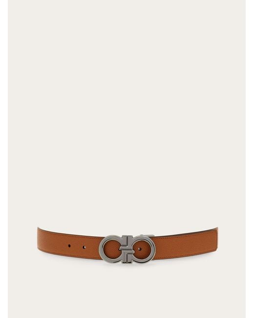 Ferragamo White Reversible And Adjustable Gancini Belt for men