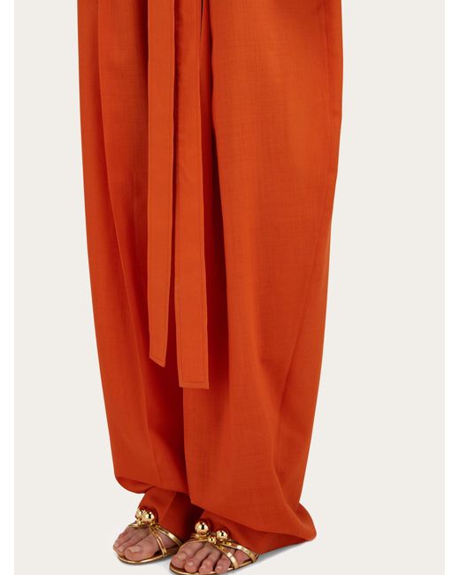 Ferragamo Orange Barrel-Leg Trousers