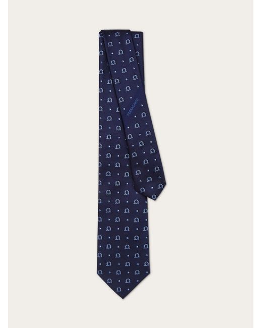 Ferragamo Blue Gancini Jacquard Tie for men