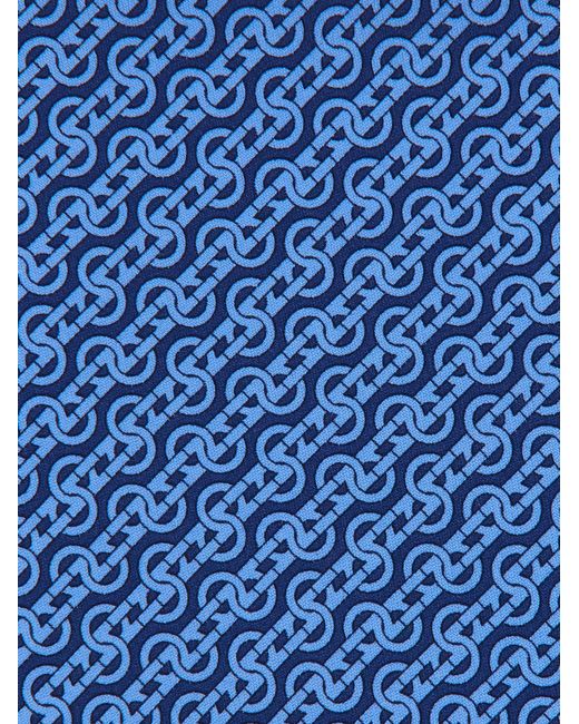 Ferragamo Blue Woven Print Silk Tie for men