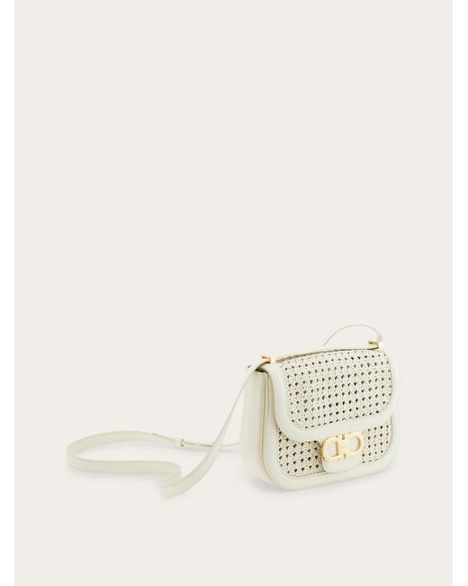 Ferragamo Natural Double Gancini North-South Crossbody Bag