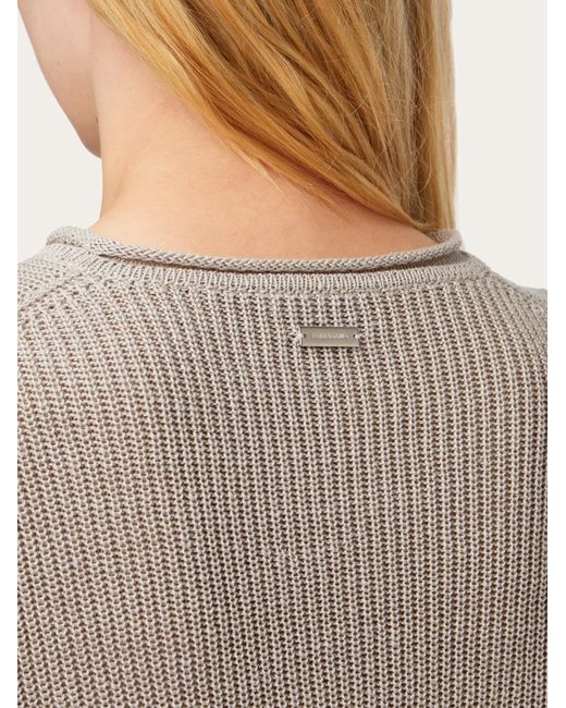 Ferragamo Gray Rib Knit Straight Cut Sweater
