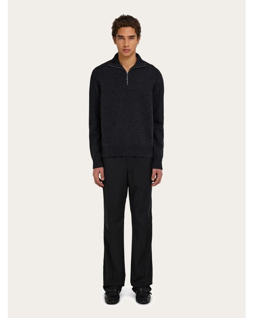 Ferragamo Blue High Neck Cashmere Pullover for men