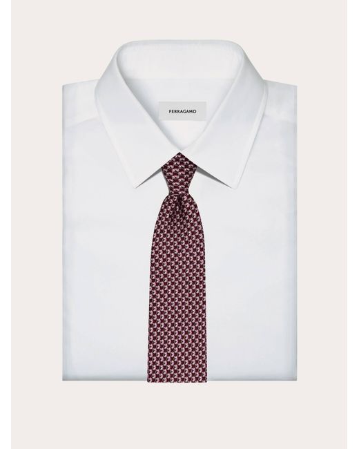 Ferragamo Pink Pegasus Print Silk Tie for men