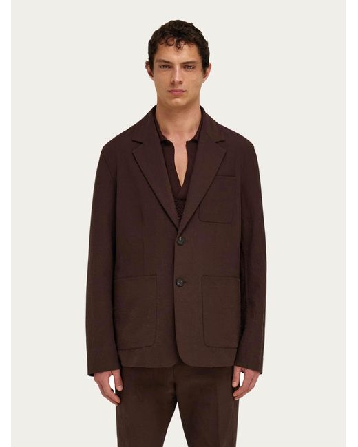 Ferragamo Brown Single Breasted Blazer for men