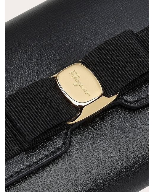 Ferragamo Black Vara Bow Continental Wallet