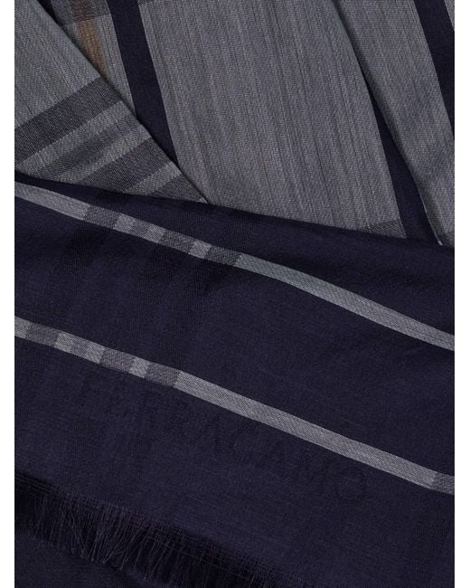 Ferragamo Blue Check Stole for men