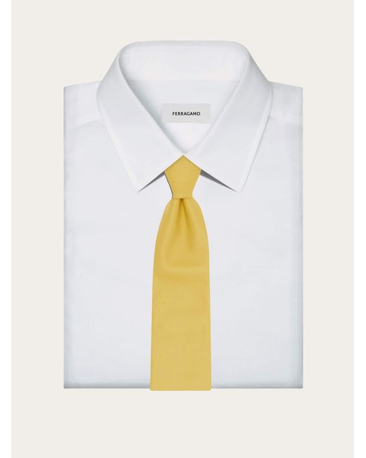 Ferragamo Yellow Nappa Leather Tie for men