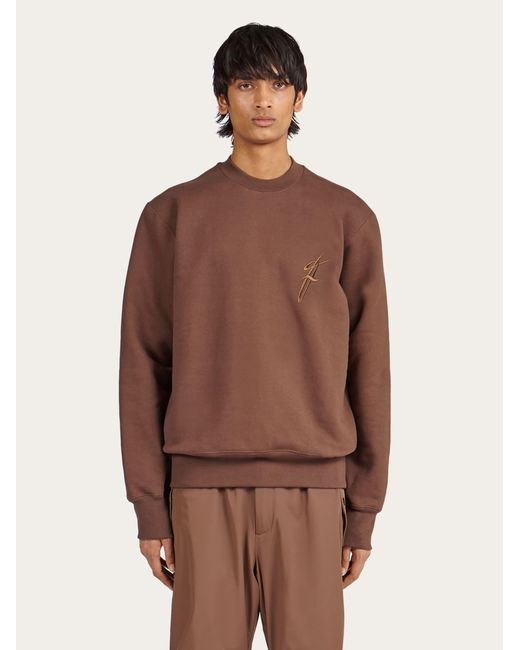 Ferragamo Brown Round Neck Sweater for men