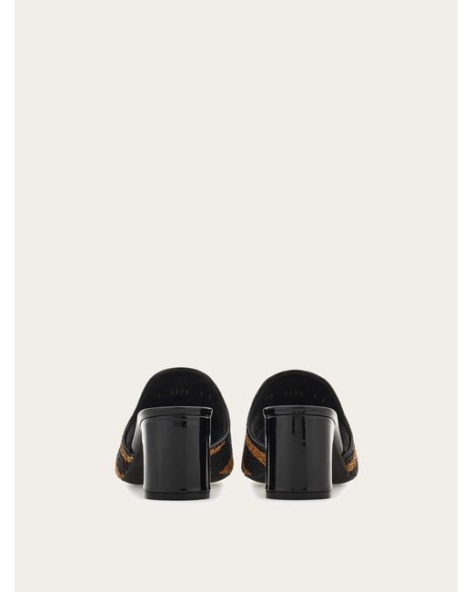 Ferragamo Natural Gancini Ornament Mid-Heel Slide