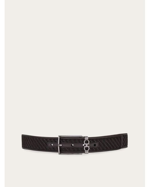 Ferragamo White Reversible And Adjustable Gancini Belt for men