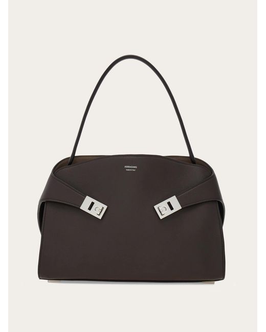 Ferragamo Black Hug Soft Shoulder Bag (M)