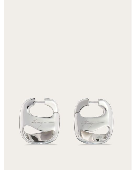 Ferragamo White Vara Earrings (L)