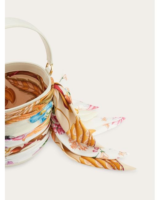 Ferragamo Natural Mini Bucket Bag With Foulard