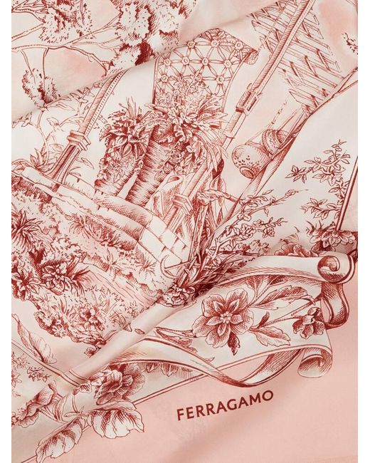 Ferragamo Pink Voyage Print Silk Sarong