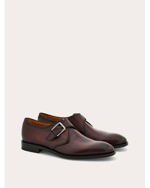 Ferragamo Red Single Monk Shoe .5 for men