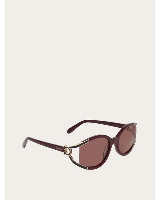 Ferragamo Pink Oval Frame Sunglasses
