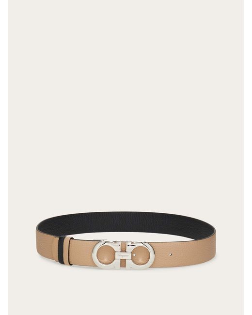 Ferragamo Natural Reversible And Adjustable Gancini Belt