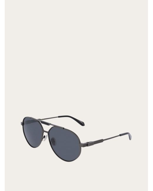 Ferragamo Blue Aviator Frame Sunglasses for men