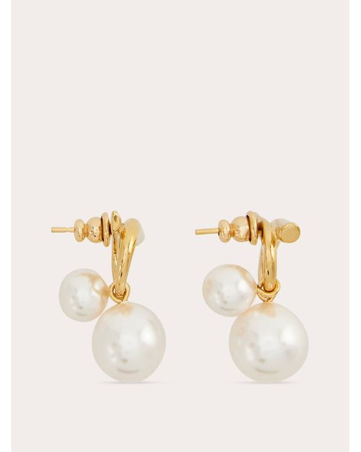 Ferragamo Natural Double Pearl Earrings