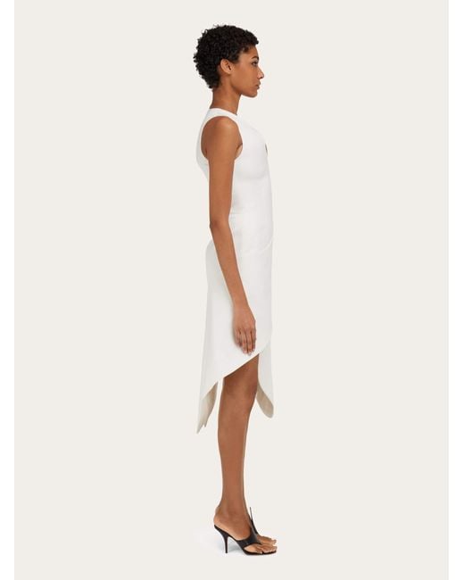 Ferragamo White Damen Asymmetrisches Kleid Mit Formschnitt