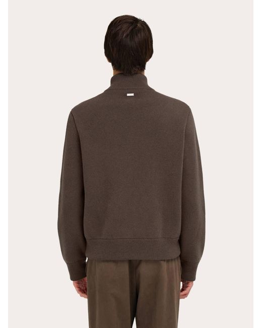 Ferragamo Brown Blouson With Leather Inserts for men