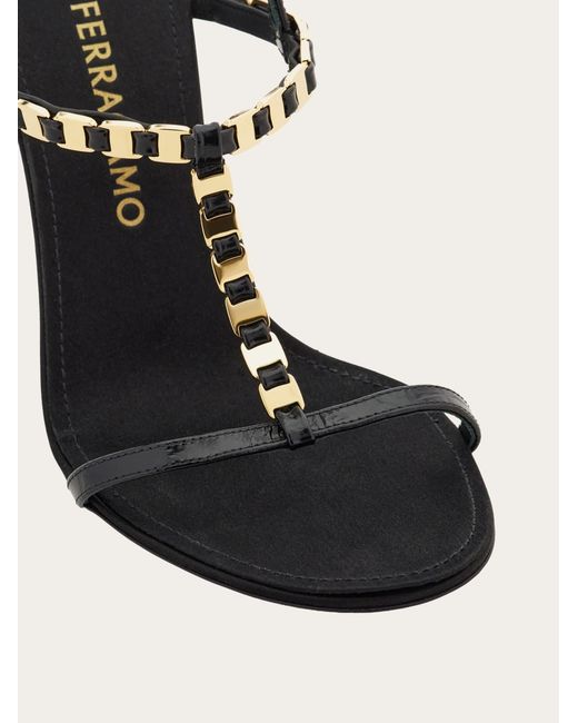 Ferragamo Natural Vara Chain T-Strap Sandal