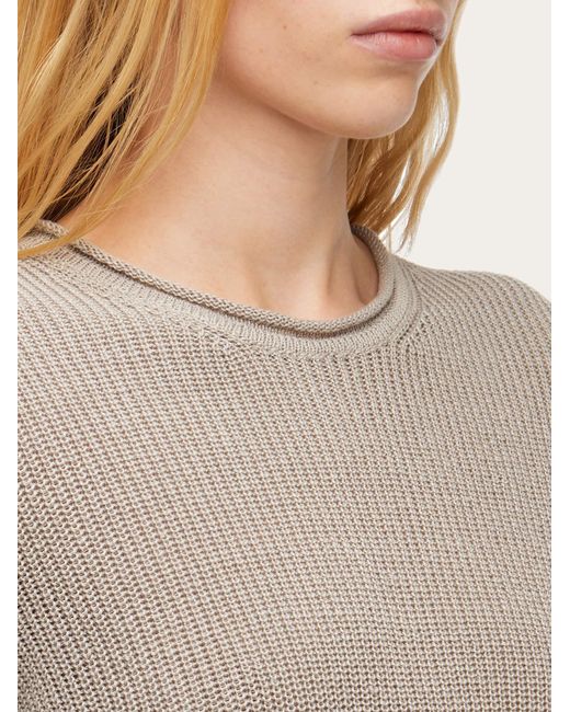 Ferragamo Gray Rib Knit Straight Cut Sweater