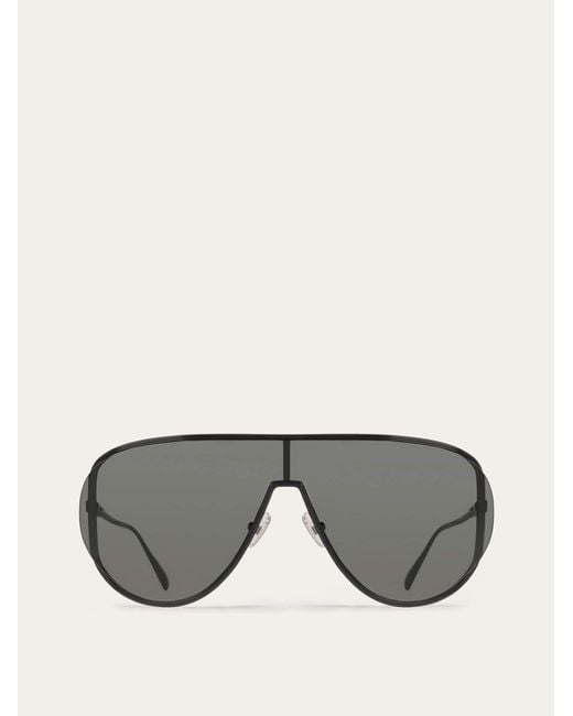 Ferragamo Gray Mask Frame Sunglasses