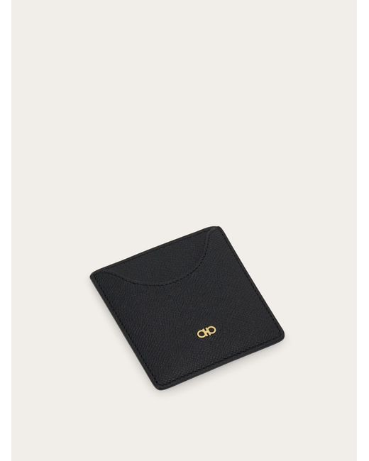 Ferragamo Black Micro Gancini Business Card Holder for men
