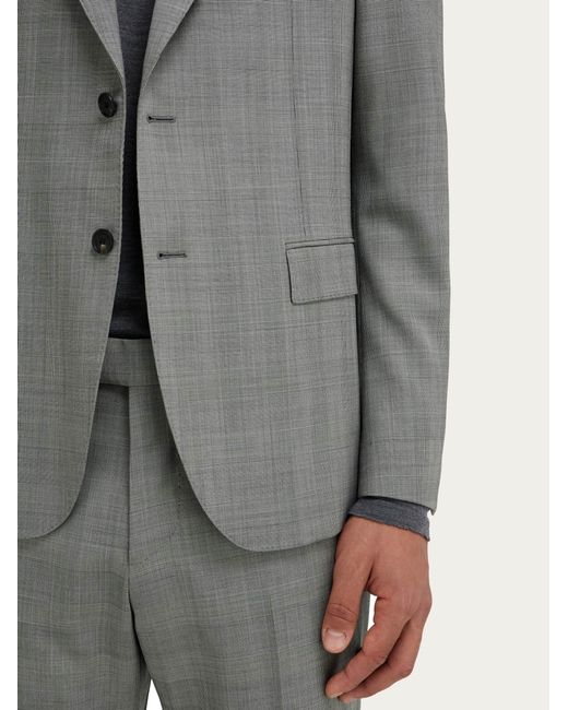 Ferragamo Gray Prince Of Wales Check Suit for men