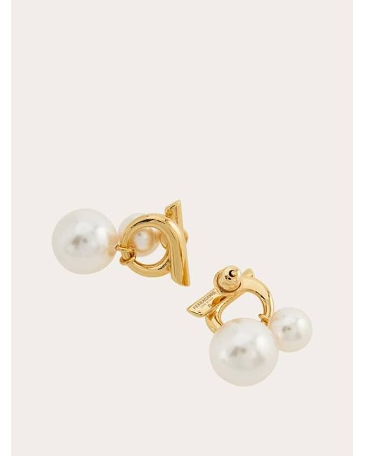 Ferragamo Natural Double Pearl Earrings