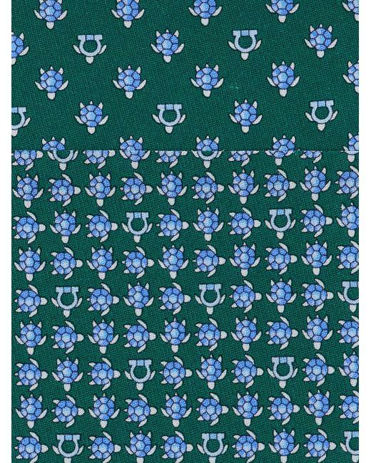 Ferragamo Blue Turtles Print Silk Tie for men