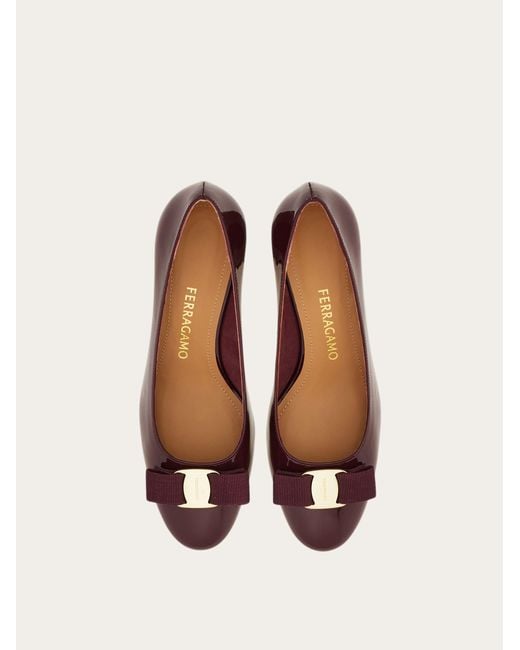 Ferragamo Purple Vara Bow Block Heel Pump