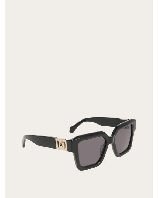Ferragamo Black Rectangular Frame Sunglasses