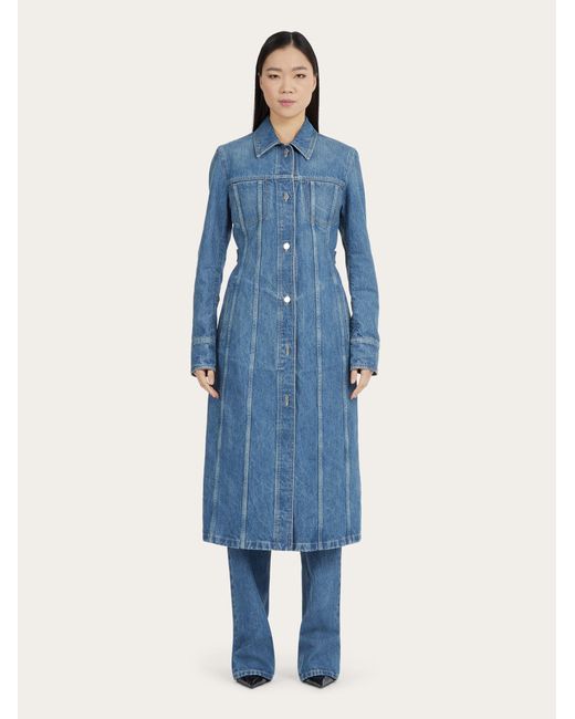 Denim dress Ferragamo en coloris Blue