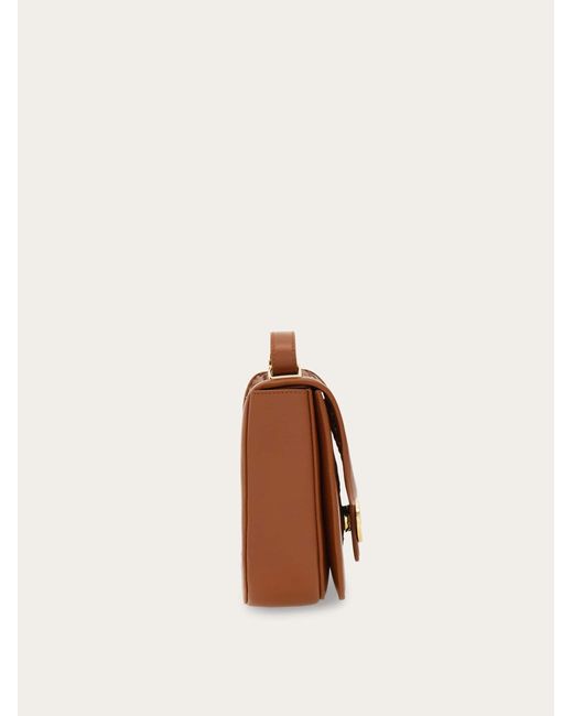 Ferragamo Brown Double Gancini North-South Crossbody Bag (Xs)