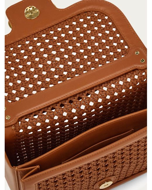 Ferragamo Brown Double Gancini North-South Crossbody Bag (Xs)