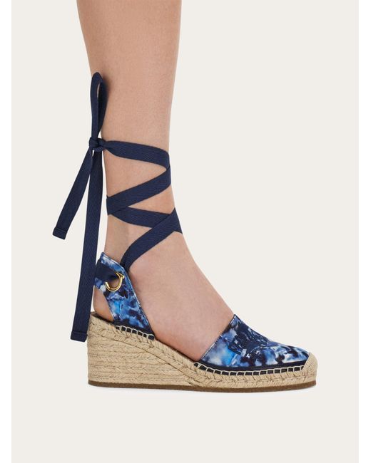 Ferragamo Blue Carnation Print Espadrilles .5