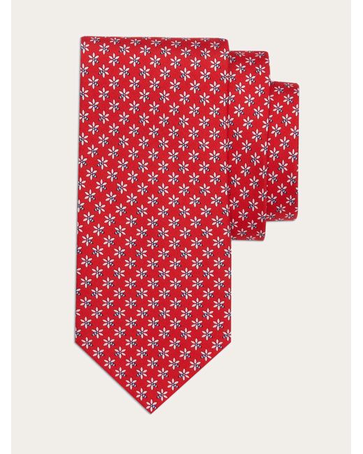 Ferragamo Red Bee Print Silk Tie for men