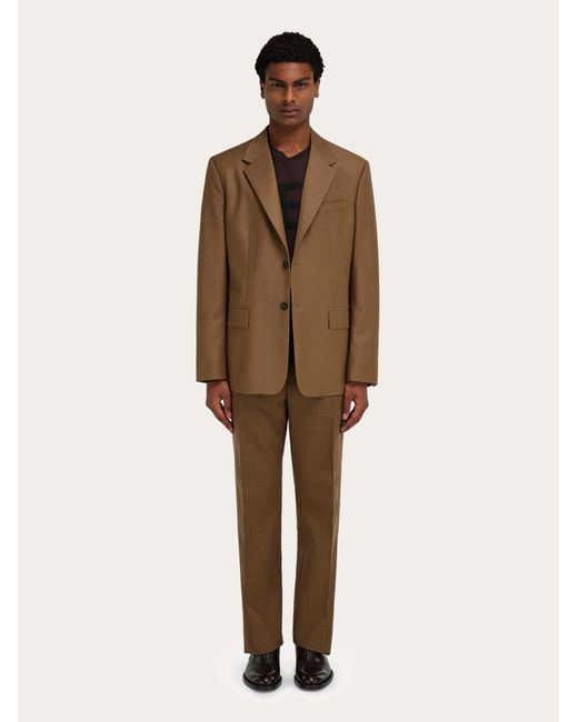Ferragamo Brown Single Breasted Flannel Blazer for men