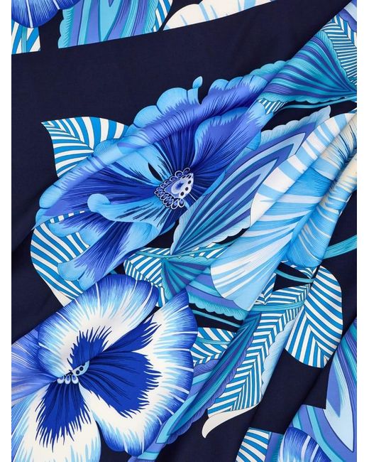 Ferragamo Blue Brezza Print Silk Scarf