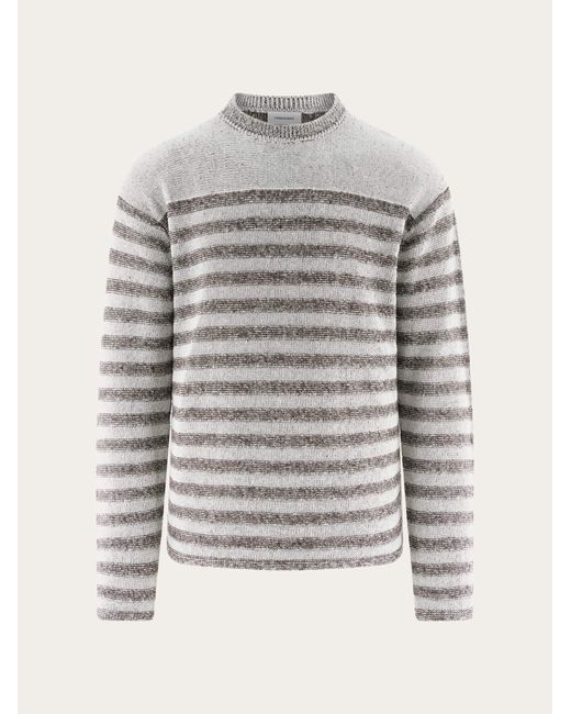 Ferragamo Gray Crew Neck Linen Sweater for men