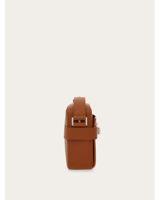Ferragamo Brown East-West Crossbody Bag With Hug Buckle for men