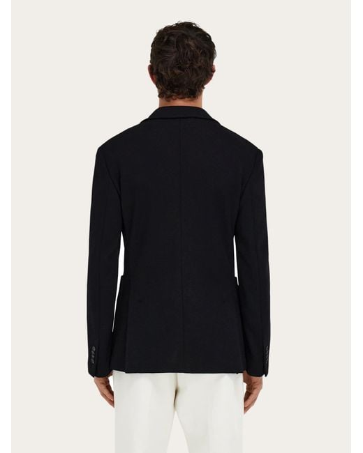 Ferragamo Blue Single Breasted Jersey Blazer for men