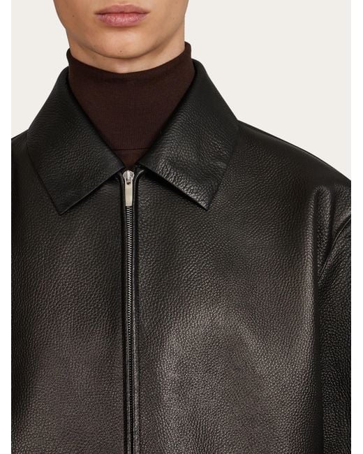Ferragamo Black Deerskin Blouson for men