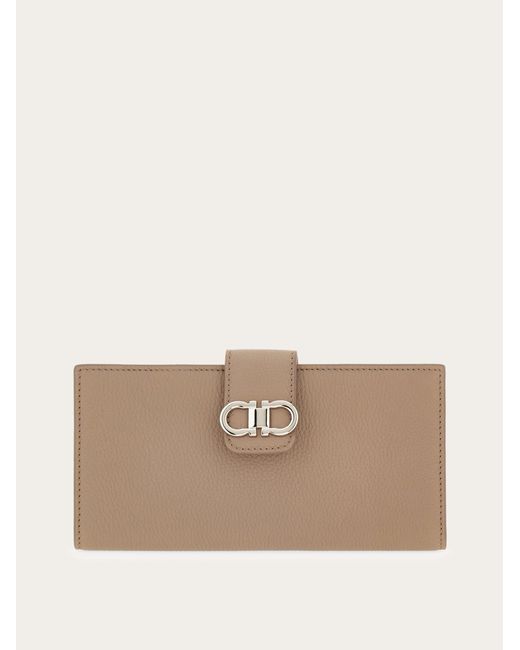 Ferragamo Natural Double Gancini Continental Wallet